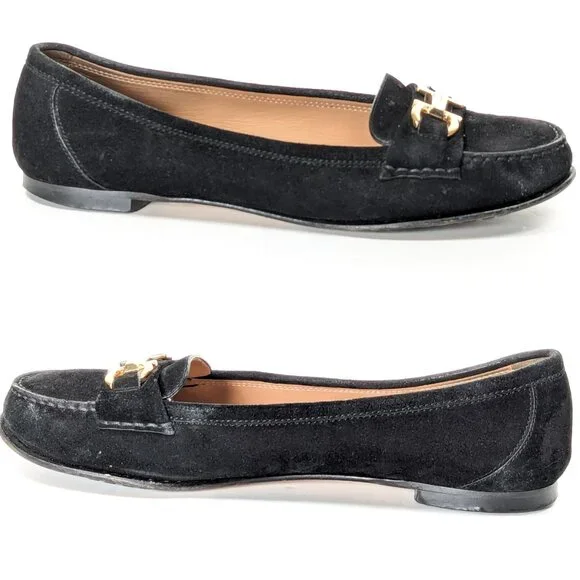 SALVATORE FERRAGAMO Gancini Suede Loafers Women's Loafers 10.5
